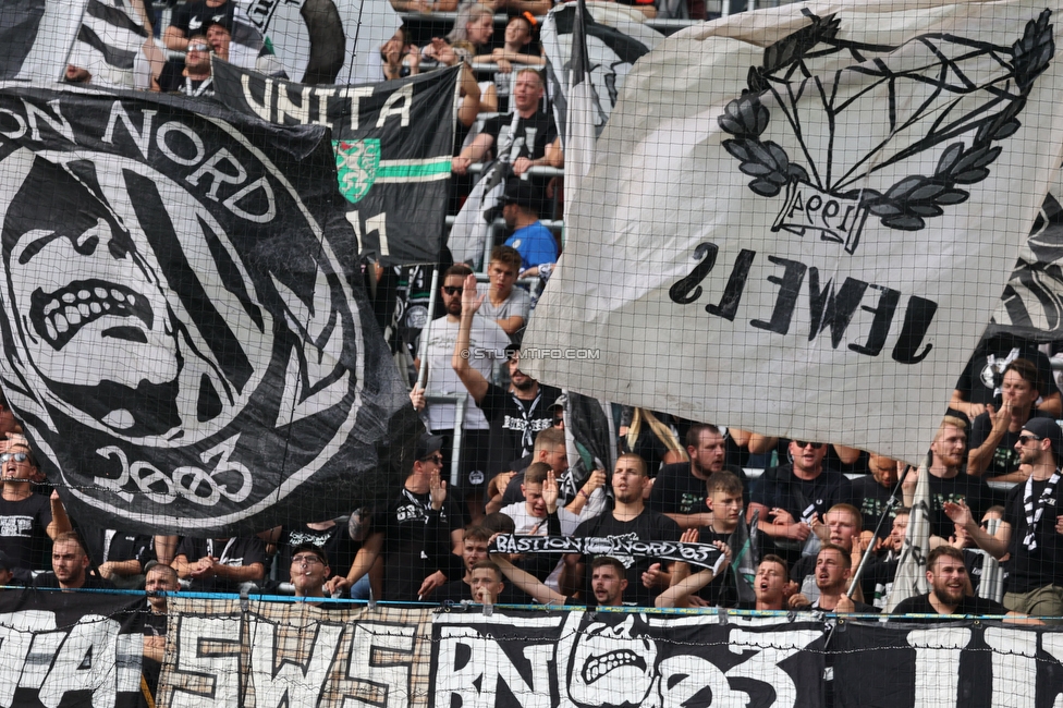 Rapid Wien - Sturm Graz
Oesterreichische Fussball Bundesliga, 6. Runde, SK Rapid Wien - SK Sturm Graz, Weststadion Wien, 28.08.2022. 

Foto zeigt Fans von Sturm
Schlüsselwörter: jewels