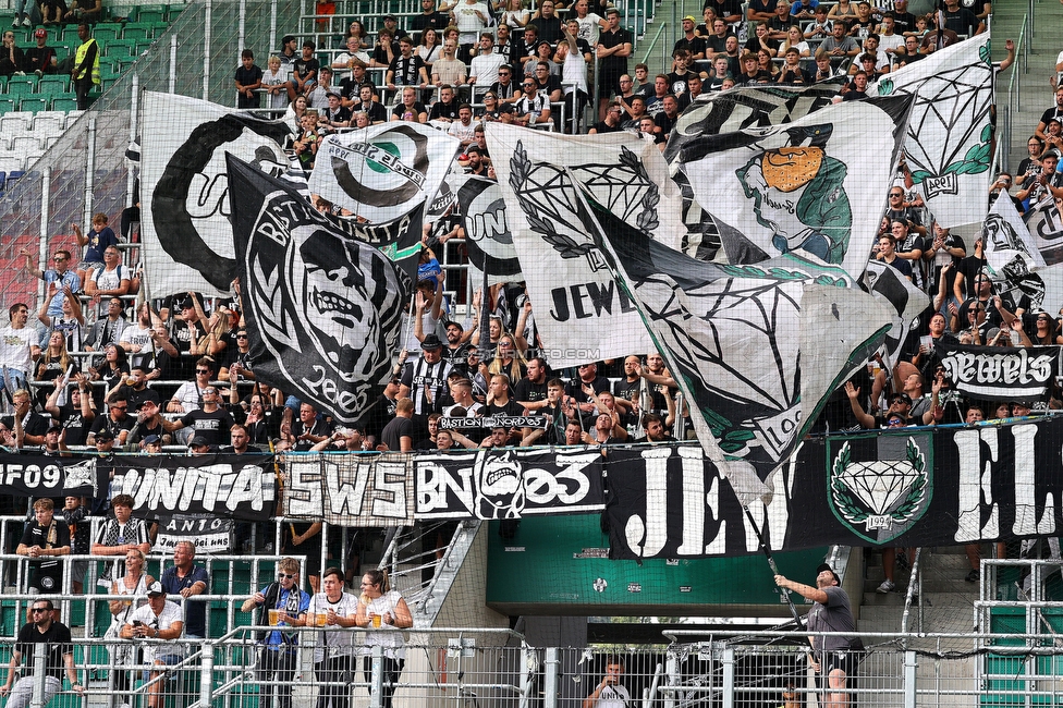 Rapid Wien - Sturm Graz
Oesterreichische Fussball Bundesliga, 6. Runde, SK Rapid Wien - SK Sturm Graz, Weststadion Wien, 28.08.2022. 

Foto zeigt Fans von Sturm
Schlüsselwörter: sws