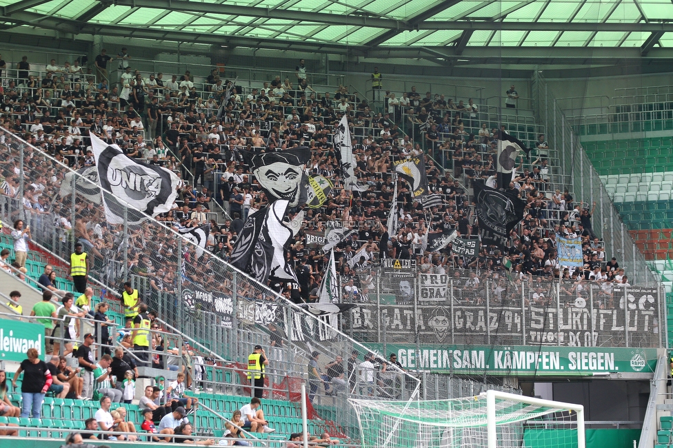 Rapid Wien - Sturm Graz
Oesterreichische Fussball Bundesliga, 6. Runde, SK Rapid Wien - SK Sturm Graz, Allianz Stadion Wien, 28.08.2022. 

Foto zeigt Fans von Sturm
