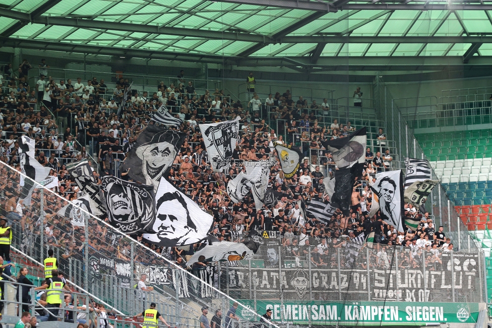 Rapid Wien - Sturm Graz
Oesterreichische Fussball Bundesliga, 6. Runde, SK Rapid Wien - SK Sturm Graz, Allianz Stadion Wien, 28.08.2022. 

Foto zeigt Fans von Sturm
