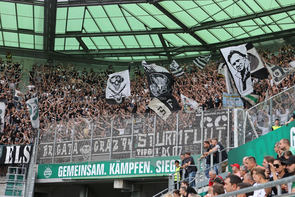 Rapid Wien - Sturm Graz
Oesterreichische Fussball Bundesliga, 6. Runde, SK Rapid Wien - SK Sturm Graz, Weststadion Wien, 28.08.2022. 

Foto zeigt Fans von Sturm
