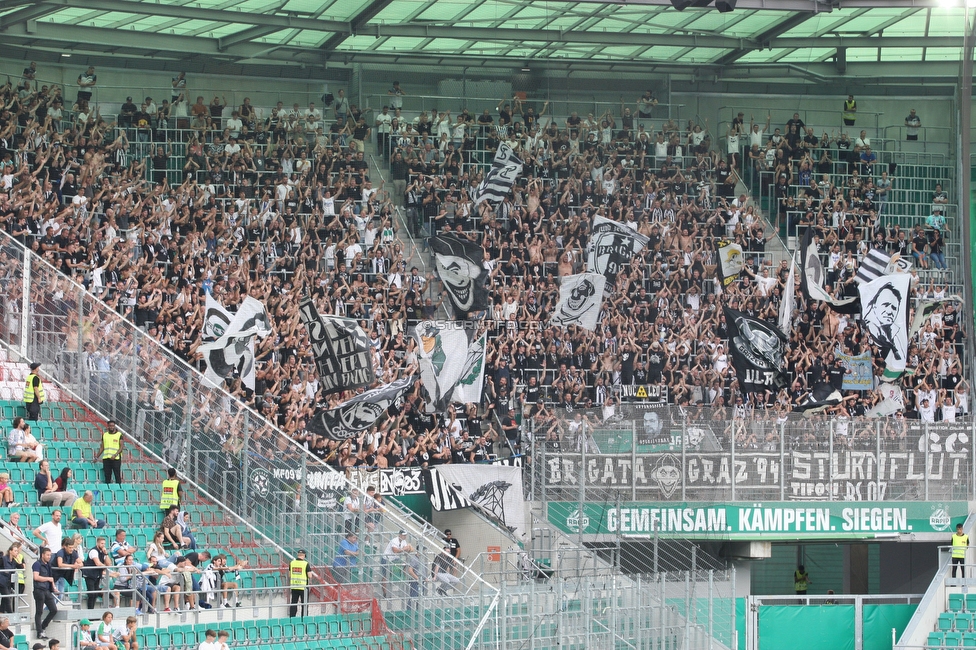 Rapid Wien - Sturm Graz
Oesterreichische Fussball Bundesliga, 6. Runde, SK Rapid Wien - SK Sturm Graz, Weststadion Wien, 28.08.2022. 

Foto zeigt Fans von Sturm
