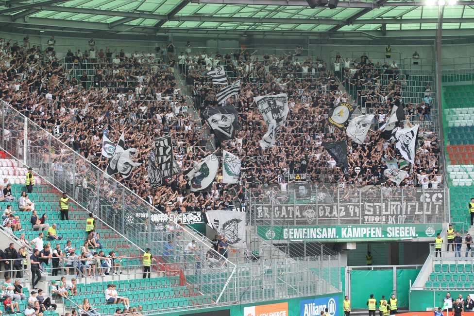 Rapid Wien - Sturm Graz
Oesterreichische Fussball Bundesliga, 6. Runde, SK Rapid Wien - SK Sturm Graz, Weststadion Wien, 28.08.2022. 

Foto zeigt Fans von Sturm
