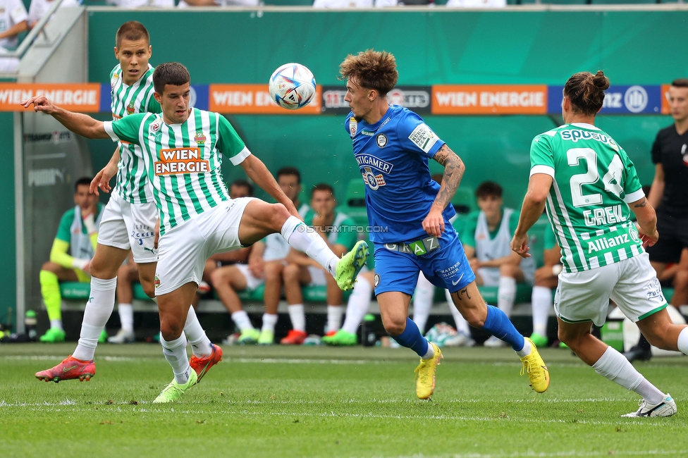 Rapid Wien - Sturm Graz
Oesterreichische Fussball Bundesliga, 6. Runde, SK Rapid Wien - SK Sturm Graz, Weststadion Wien, 28.08.2022. 

Foto zeigt Christoph Lang (Sturm)
