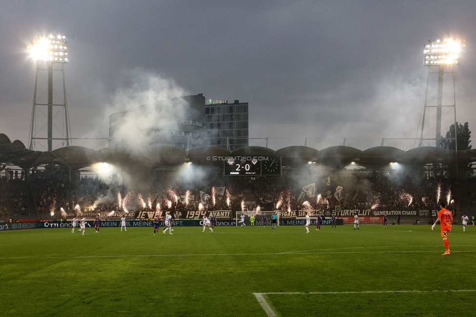 Sturm Graz - Austria Salzburg
OEFB Cup, 2. Runde, SK Sturm Graz - SV Austria Salzburg, Stadion Liebenau Graz, 29.08.2022. 

Foto zeigt Fans von Sturm mit einer Choreografie
Schlüsselwörter: pyrotechnik