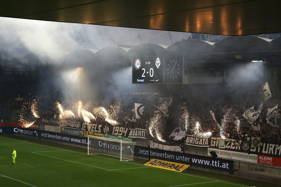 Sturm Graz - Austria Salzburg
OEFB Cup, 2. Runde, SK Sturm Graz - SV Austria Salzburg, Stadion Liebenau Graz, 29.08.2022. 

Foto zeigt Fans von Sturm mit einer Choreografie
Schlüsselwörter: pyrotechnik