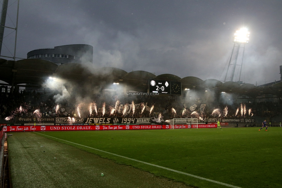 Sturm Graz - Austria Salzburg
OEFB Cup, 2. Runde, SK Sturm Graz - SV Austria Salzburg, Stadion Liebenau Graz, 29.08.2022. 

Foto zeigt Fans von Sturm mit einer Choreografie
Schlüsselwörter: pyrotechnik