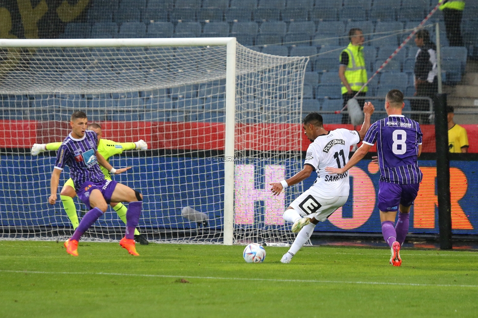 Sturm Graz - Austria Salzburg
OEFB Cup, 2. Runde, SK Sturm Graz - SV Austria Salzburg, Stadion Liebenau Graz, 29.08.2022. 

Foto zeigt Manprit Sarkaria (Sturm)
Schlüsselwörter: tor