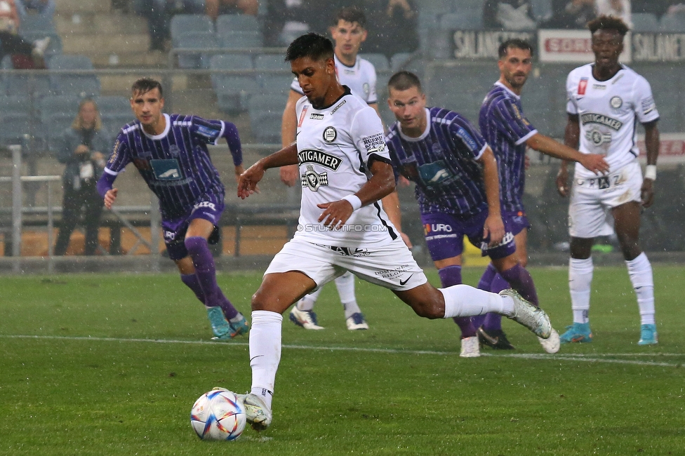 Sturm Graz - Austria Salzburg
OEFB Cup, 2. Runde, SK Sturm Graz - SV Austria Salzburg, Stadion Liebenau Graz, 29.08.2022. 

Foto zeigt Manprit Sarkaria (Sturm)
Schlüsselwörter: elfer