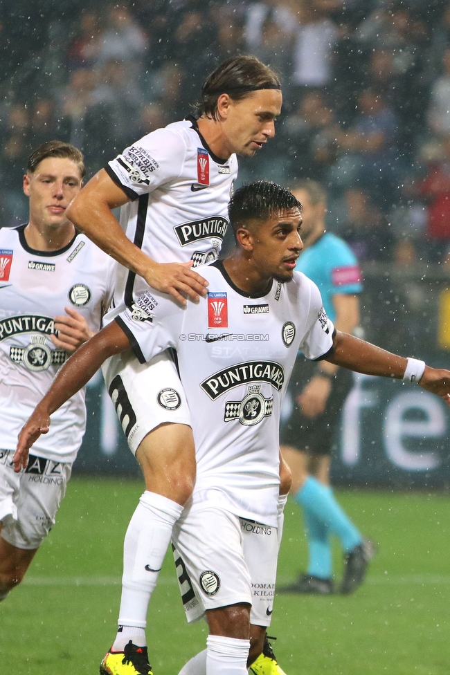 Sturm Graz - Austria Salzburg
OEFB Cup, 2. Runde, SK Sturm Graz - SV Austria Salzburg, Stadion Liebenau Graz, 29.08.2022. 

Foto zeigt Stefan Hierlaender (Sturm) und Manprit Sarkaria (Sturm)
Schlüsselwörter: torjubel