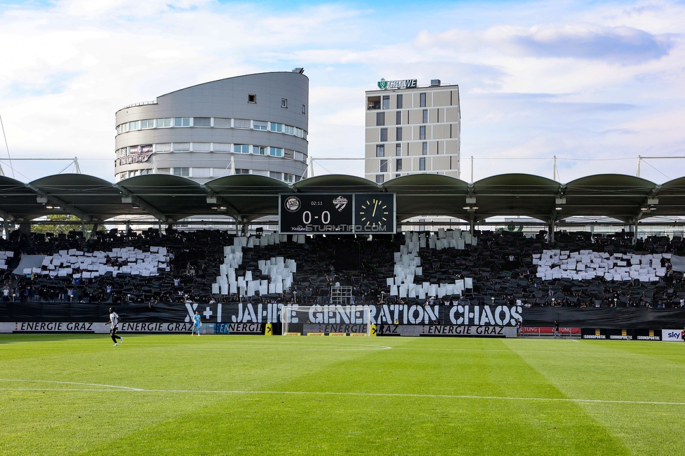 Sturm Graz - Hartberg
Oesterreichische Fussball Bundesliga, 7. Runde, SK Sturm Graz - TSV Hartberg, Stadion Liebenau Graz, 03.09.2022. 

Foto zeigt Fans von Sturm mit einer Choreografie
Schlüsselwörter: generationchaos