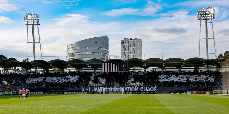 Sturm Graz - Hartberg
Oesterreichische Fussball Bundesliga, 7. Runde, SK Sturm Graz - TSV Hartberg, Stadion Liebenau Graz, 03.09.2022. 

Foto zeigt Fans von Sturm mit einer Choreografie
Schlüsselwörter: generationchaos