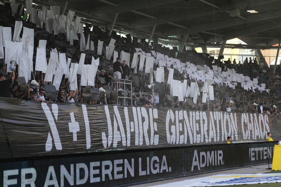 Sturm Graz - Hartberg
Oesterreichische Fussball Bundesliga, 7. Runde, SK Sturm Graz - TSV Hartberg, Stadion Liebenau Graz, 03.09.2022. 

Foto zeigt Fans von Sturm mit einer Choreografie
Schlüsselwörter: generationchaos