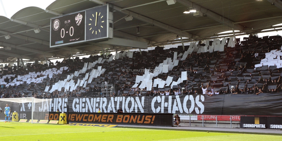 Sturm Graz - Hartberg
Oesterreichische Fussball Bundesliga, 7. Runde, SK Sturm Graz - TSV Hartberg, Stadion Liebenau Graz, 03.09.2022. 

Foto zeigt Fans von Sturm mit einer Choreografie
Schlüsselwörter: generationchaos