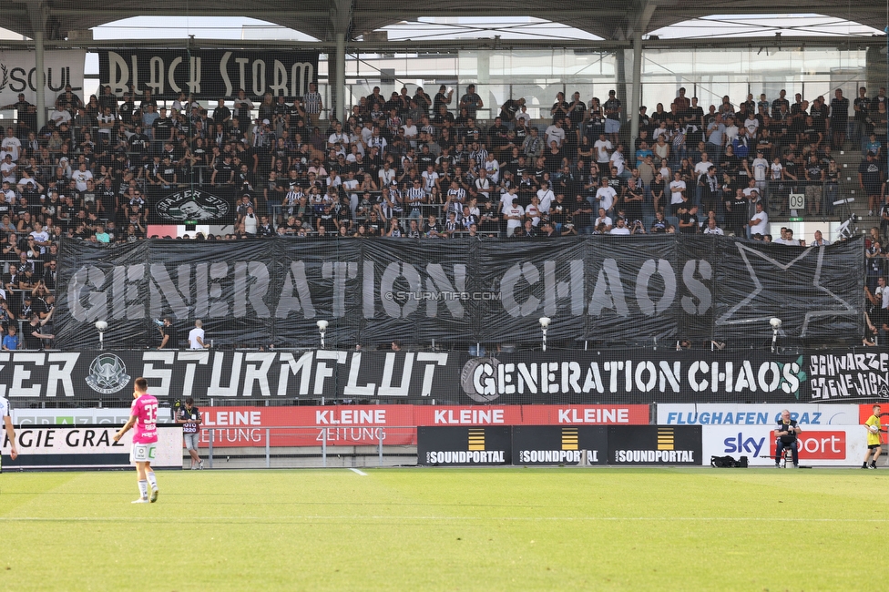 Sturm Graz - Hartberg
Oesterreichische Fussball Bundesliga, 7. Runde, SK Sturm Graz - TSV Hartberg, Stadion Liebenau Graz, 03.09.2022. 

Foto zeigt Fans von Sturm mit einer Choreografie
Schlüsselwörter: generationchaos pyrotechnik