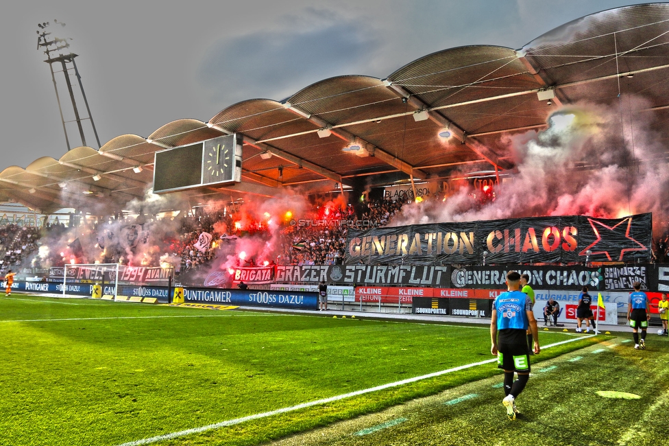 Sturm Graz - Hartberg
Oesterreichische Fussball Bundesliga, 7. Runde, SK Sturm Graz - TSV Hartberg, Stadion Liebenau Graz, 03.09.2022. 

Foto zeigt Fans von Sturm mit einer Choreografie
Schlüsselwörter: generationchaos pyrotechnik