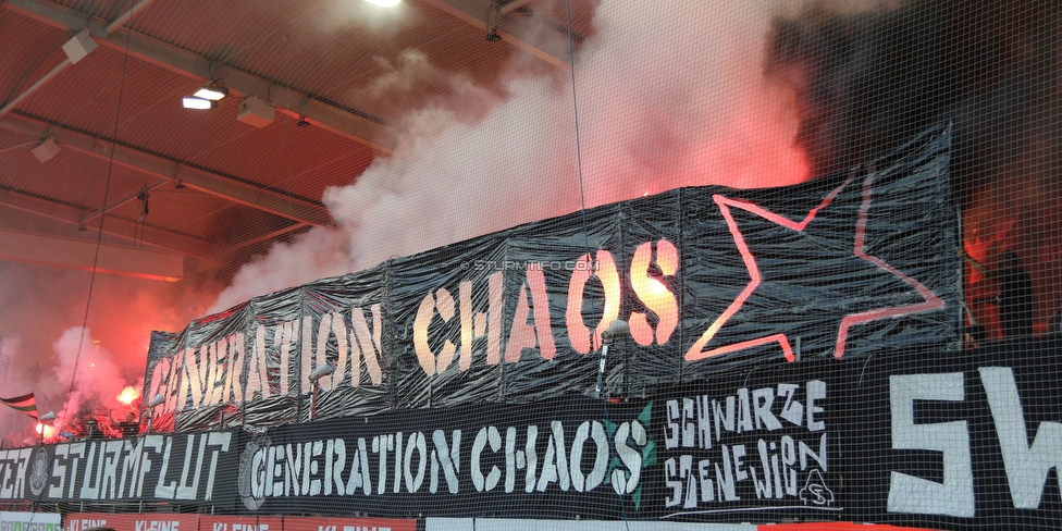 Sturm Graz - Hartberg
Oesterreichische Fussball Bundesliga, 7. Runde, SK Sturm Graz - TSV Hartberg, Stadion Liebenau Graz, 03.09.2022. 

Foto zeigt Fans von Sturm mit einer Choreografie
Schlüsselwörter: generationchaos pyrotechnik