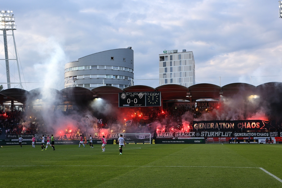 Sturm Graz - Hartberg
Oesterreichische Fussball Bundesliga, 7. Runde, SK Sturm Graz - TSV Hartberg, Stadion Liebenau Graz, 03.09.2022. 

Foto zeigt Fans von Sturm mit einer Choreografie
Schlüsselwörter: generationchaos pyrotechnik