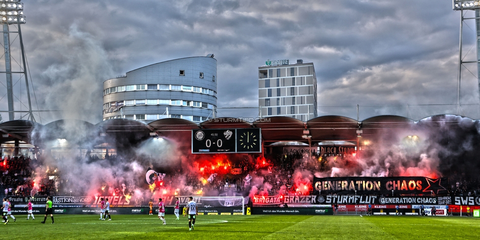 Sturm Graz - Hartberg
Oesterreichische Fussball Bundesliga, 7. Runde, SK Sturm Graz - TSV Hartberg, Stadion Liebenau Graz, 03.09.2022. 

Foto zeigt Fans von Sturm mit einer Choreografie
Schlüsselwörter: generationchaos pyrotechnik