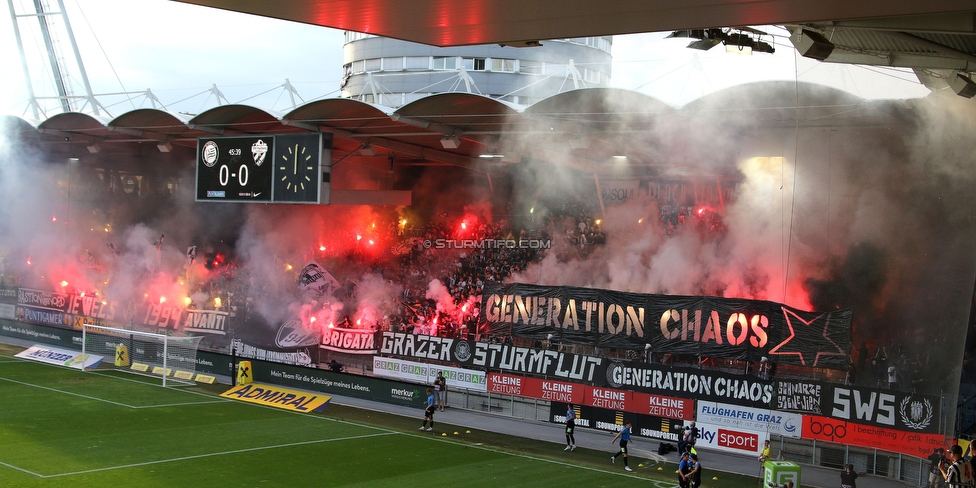 Sturm Graz - Hartberg
Oesterreichische Fussball Bundesliga, 7. Runde, SK Sturm Graz - TSV Hartberg, Stadion Liebenau Graz, 03.09.2022. 

Foto zeigt Fans von Sturm mit einer Choreografie
Schlüsselwörter: generationchaos pyrotechnik