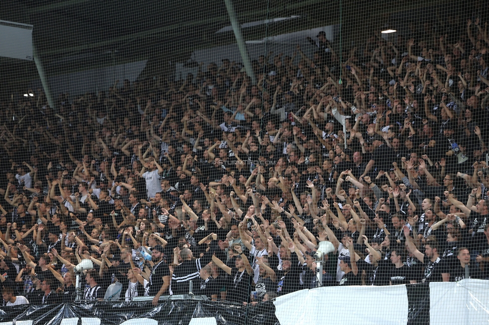 Sturm Graz - Midtjylland
UEFA Europa League Gruppenphase 1. Spieltag, SK Sturm Graz - FC Midtjylland, Stadion Liebenau Graz, 08.09.2022. 

Foto zeigt Fans von Sturm
