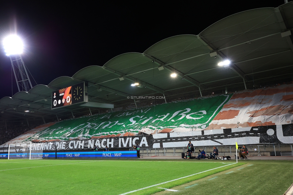 Sturm Graz - Midtjylland
UEFA Europa League Gruppenphase 1. Spieltag, SK Sturm Graz - FC Midtjylland, Stadion Liebenau Graz, 08.09.2022. 

Foto zeigt Fans von Sturm mit einer Choreografie
Schlüsselwörter: osim