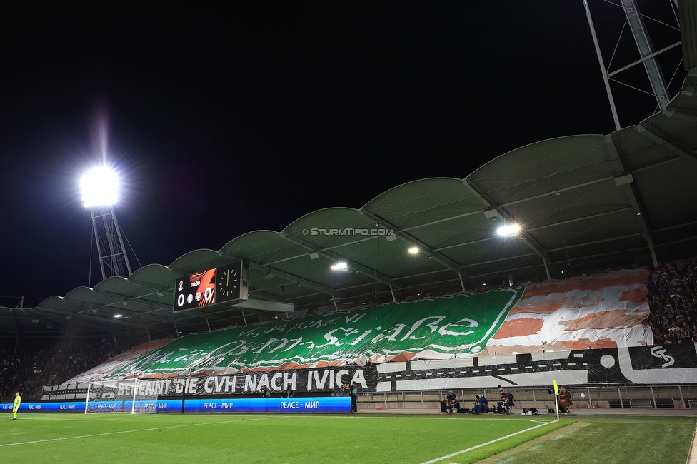 Sturm Graz - Midtjylland
UEFA Europa League Gruppenphase 1. Spieltag, SK Sturm Graz - FC Midtjylland, Stadion Liebenau Graz, 08.09.2022. 

Foto zeigt Fans von Sturm mit einer Choreografie
Schlüsselwörter: osim