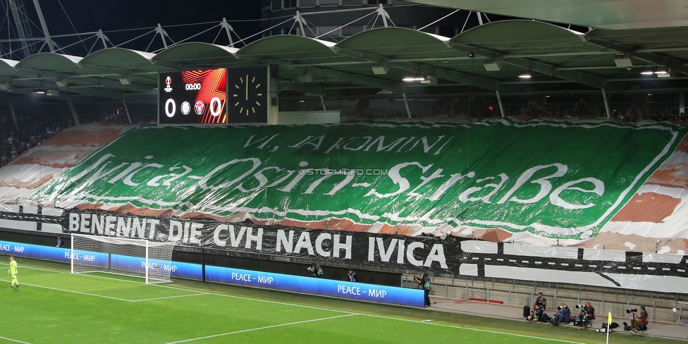 Sturm Graz - Midtjylland
UEFA Europa League Gruppenphase 1. Spieltag, SK Sturm Graz - FC Midtjylland, Stadion Liebenau Graz, 08.09.2022. 

Foto zeigt Fans von Sturm mit einer Choreografie
Schlüsselwörter: osim