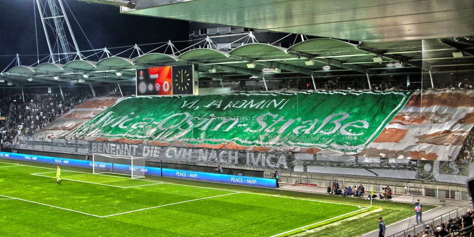 Sturm Graz - Midtjylland
UEFA Europa League Gruppenphase 1. Spieltag, SK Sturm Graz - FC Midtjylland, Stadion Liebenau Graz, 08.09.2022. 

Foto zeigt Fans von Sturm mit einer Choreografie
Schlüsselwörter: osim