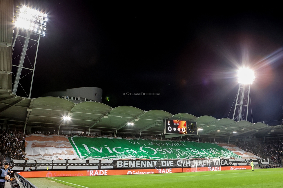 Sturm Graz - Midtjylland
UEFA Europa League Gruppenphase 1. Spieltag, SK Sturm Graz - FC Midtjylland, Stadion Liebenau Graz, 08.09.2022. 

Foto zeigt Fans von Sturm mit einer Choreografie
Schlüsselwörter: osim