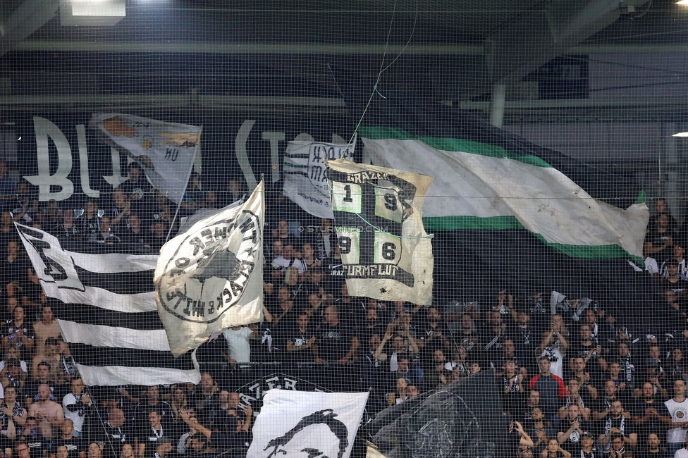 Sturm Graz - Midtjylland
UEFA Europa League Gruppenphase 1. Spieltag, SK Sturm Graz - FC Midtjylland, Stadion Liebenau Graz, 08.09.2022.

Foto zeigt Fans von Sturm
Schlüsselwörter: sturmflut