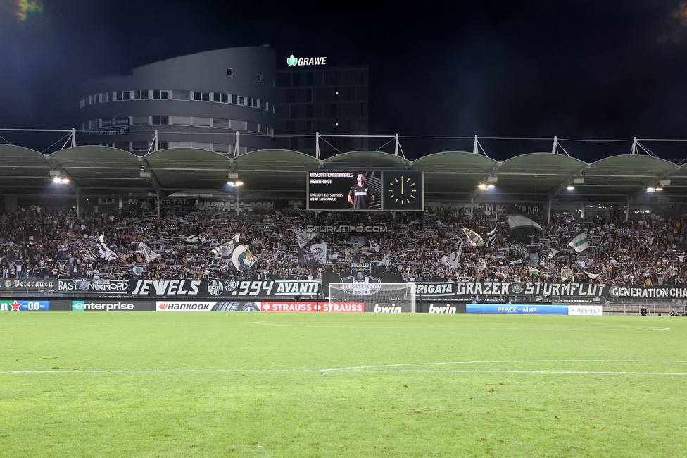 Sturm Graz - Midtjylland
UEFA Europa League Gruppenphase 1. Spieltag, SK Sturm Graz - FC Midtjylland, Stadion Liebenau Graz, 08.09.2022. 

Foto zeigt Fans von Sturm
Schlüsselwörter: schals