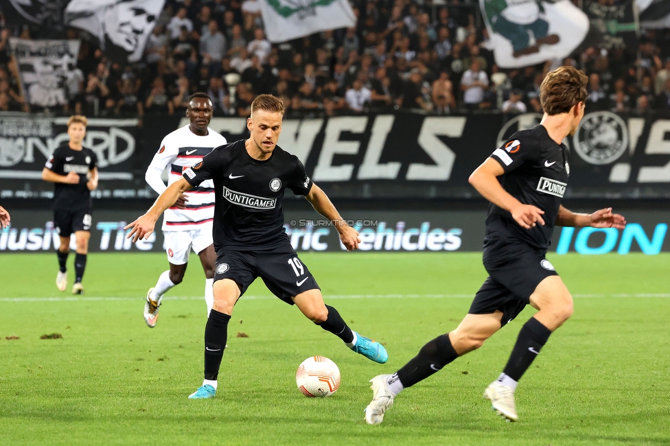 Sturm Graz - Midtjylland
UEFA Europa League Gruppenphase 1. Spieltag, SK Sturm Graz - FC Midtjylland, Stadion Liebenau Graz, 08.09.20221. 

Foto zeigt Tomi Horvat (Sturm)
