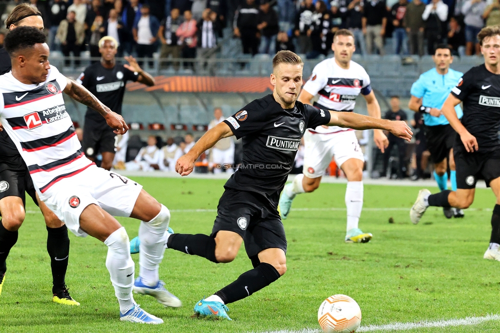 Sturm Graz - Midtjylland
UEFA Europa League Gruppenphase 1. Spieltag, SK Sturm Graz - FC Midtjylland, Stadion Liebenau Graz, 08.09.2022. 

Foto zeigt Tomi Horvat (Sturm)
