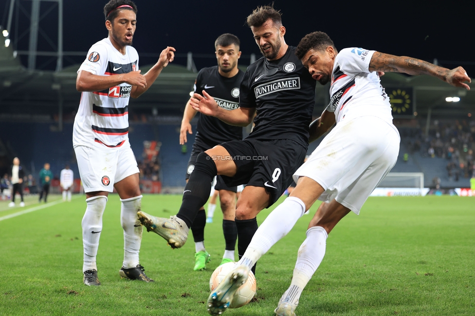 Sturm Graz - Midtjylland
UEFA Europa League Gruppenphase 1. Spieltag, SK Sturm Graz - FC Midtjylland, Stadion Liebenau Graz, 08.09.2022. 

Foto zeigt Albian Ajeti (Sturm)
