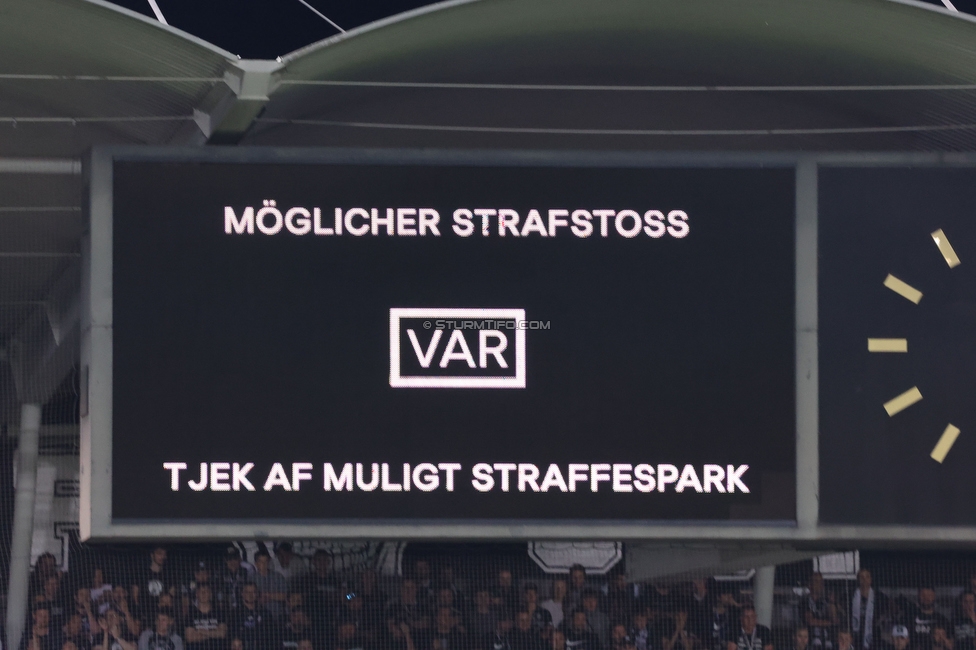 Sturm Graz - Midtjylland
UEFA Europa League Gruppenphase 1. Spieltag, SK Sturm Graz - FC Midtjylland, Stadion Liebenau Graz, 08.09.2022. 

Foto zeigt die Anzeigetafel
Schlüsselwörter: VAR