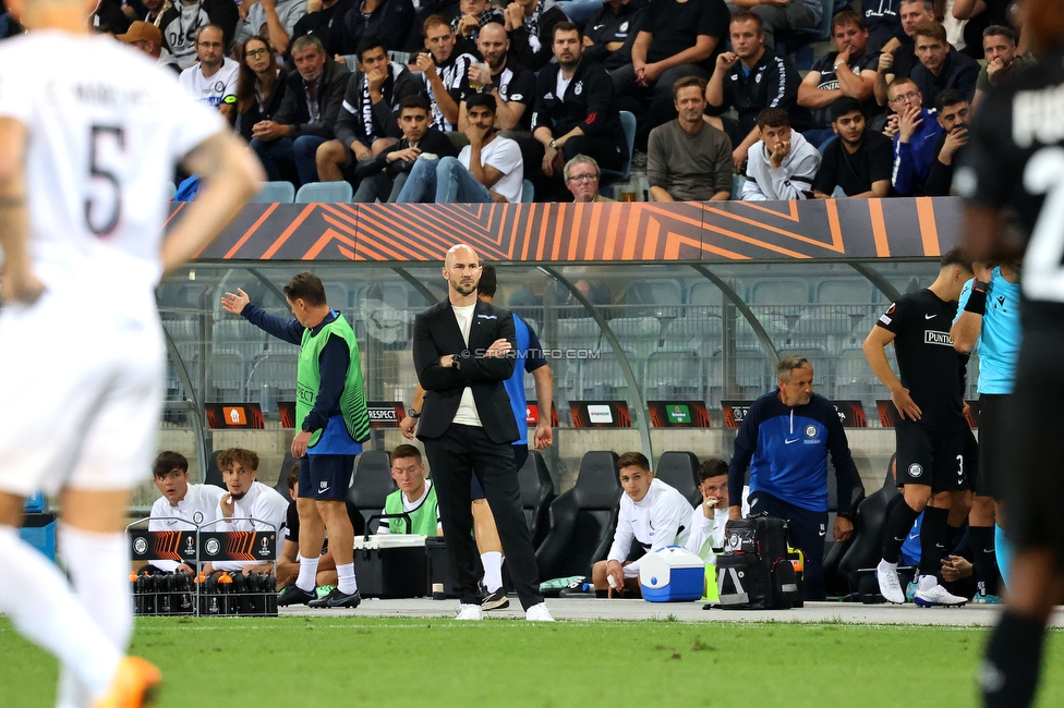 Sturm Graz - Midtjylland
UEFA Europa League Gruppenphase 1. Spieltag, SK Sturm Graz - FC Midtjylland, Stadion Liebenau Graz, 08.09.2022. 

Foto zeigt Christian Ilzer (Cheftrainer Sturm)
