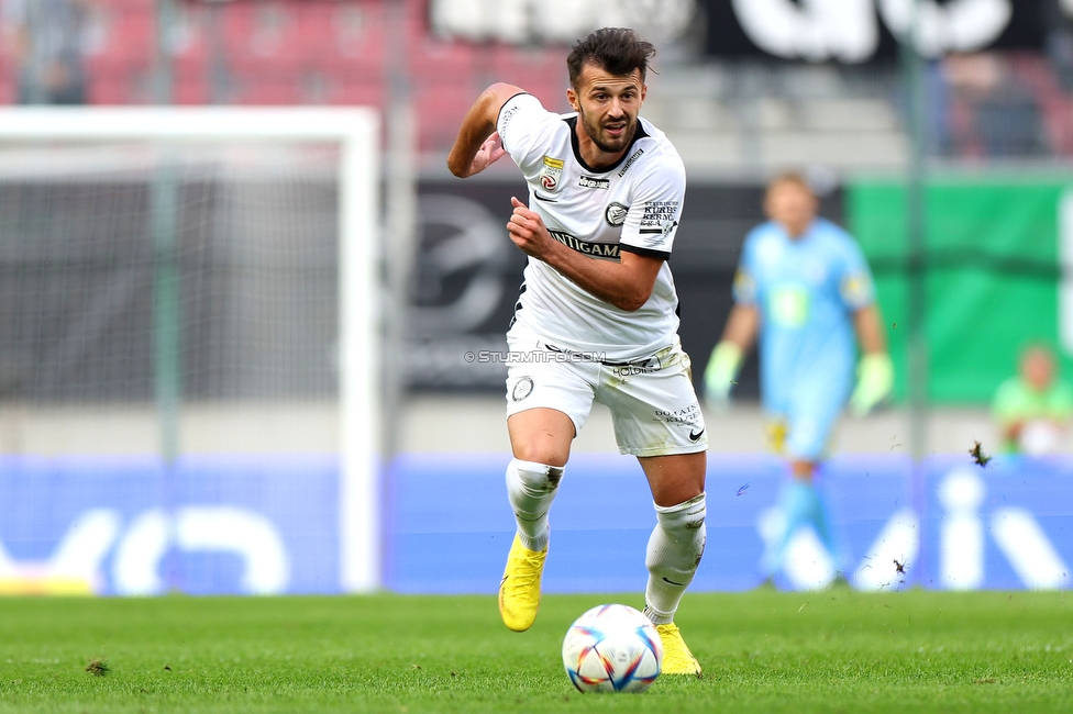 Klagenfurt - Sturm Graz
Oesterreichische Fussball Bundesliga, 8. Runde, SK Austria Klagenfurt - SK Sturm Graz, Woerthersee Stadion Wien, 11.09.2022. 

Foto zeigt Albian Ajeti (Sturm)
