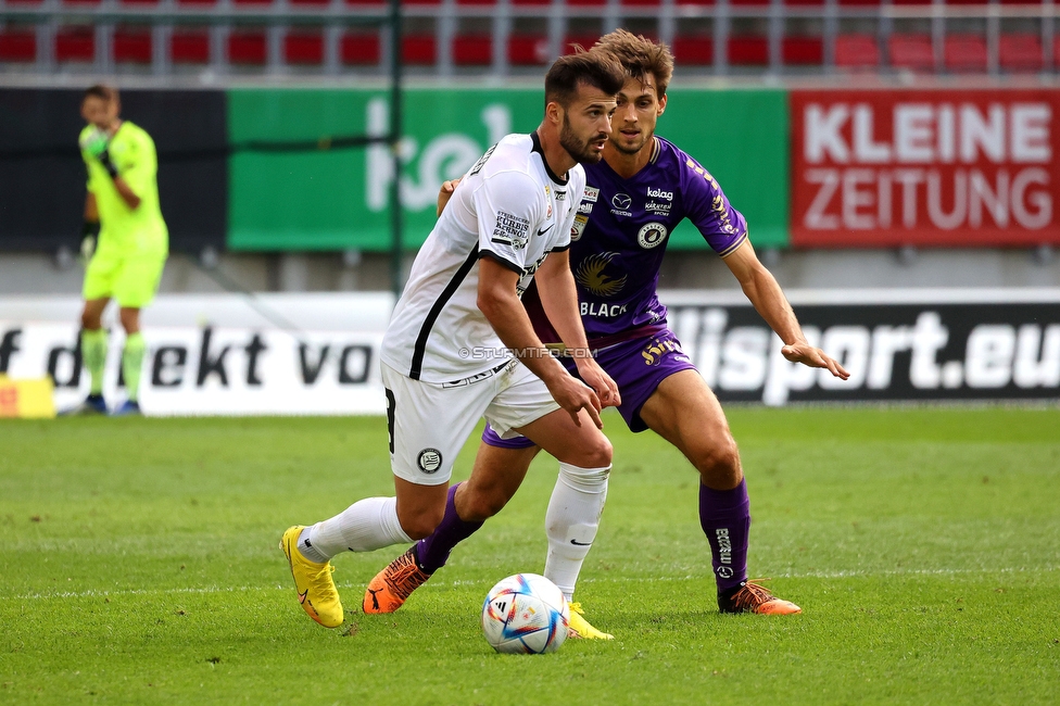 Klagenfurt - Sturm Graz
Oesterreichische Fussball Bundesliga, 8. Runde, SK Austria Klagenfurt - SK Sturm Graz, Woerthersee Stadion Wien, 11.09.2022. 

Foto zeigt Albian Ajeti (Sturm)
