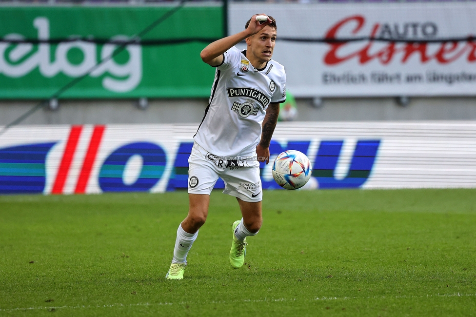 Klagenfurt - Sturm Graz
Oesterreichische Fussball Bundesliga, 8. Runde, SK Austria Klagenfurt - SK Sturm Graz, Woerthersee Stadion Wien, 11.09.2022. 

Foto zeigt Sandro Ingolitsch (Sturm)
