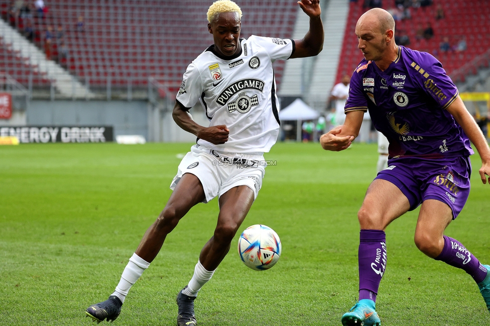 Klagenfurt - Sturm Graz
Oesterreichische Fussball Bundesliga, 8. Runde, SK Austria Klagenfurt - SK Sturm Graz, Woerthersee Stadion Wien, 11.09.2022. 

Foto zeigt Emanuel Emegha (Sturm)
