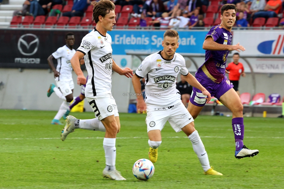 Klagenfurt - Sturm Graz
Oesterreichische Fussball Bundesliga, 8. Runde, SK Austria Klagenfurt - SK Sturm Graz, Woerthersee Stadion Wien, 11.09.2022. 

Foto zeigt William Boeving (Sturm) und Tomi Horvat (Sturm)
Schlüsselwörter: torjubel