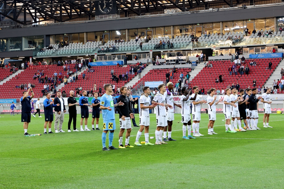 Klagenfurt - Sturm Graz
Oesterreichische Fussball Bundesliga, 8. Runde, SK Austria Klagenfurt - SK Sturm Graz, Woerthersee Stadion Wien, 11.09.2022. 

Foto zeigt die Mannschaft von Sturm
Schlüsselwörter: jubel