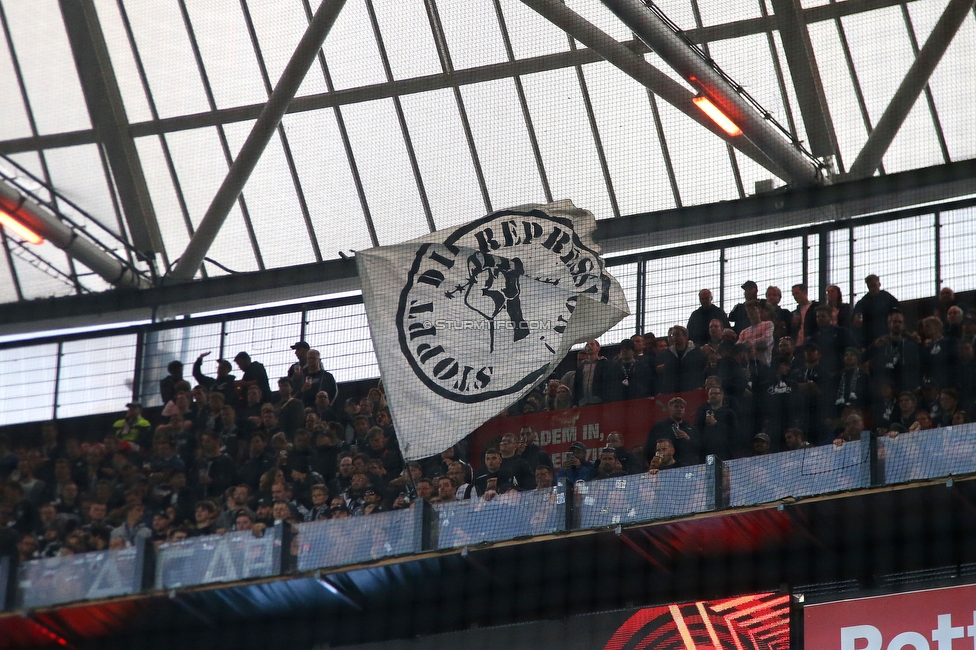 Feyenoord - Sturm Graz
UEFA Europa League Gruppenphase 2. Spieltag, Feyenoord Rotterdam - SK Sturm Graz, Stadion De Kuip Rotterdam, 15.09.2022. 

Foto zeigt Fans von Sturm
