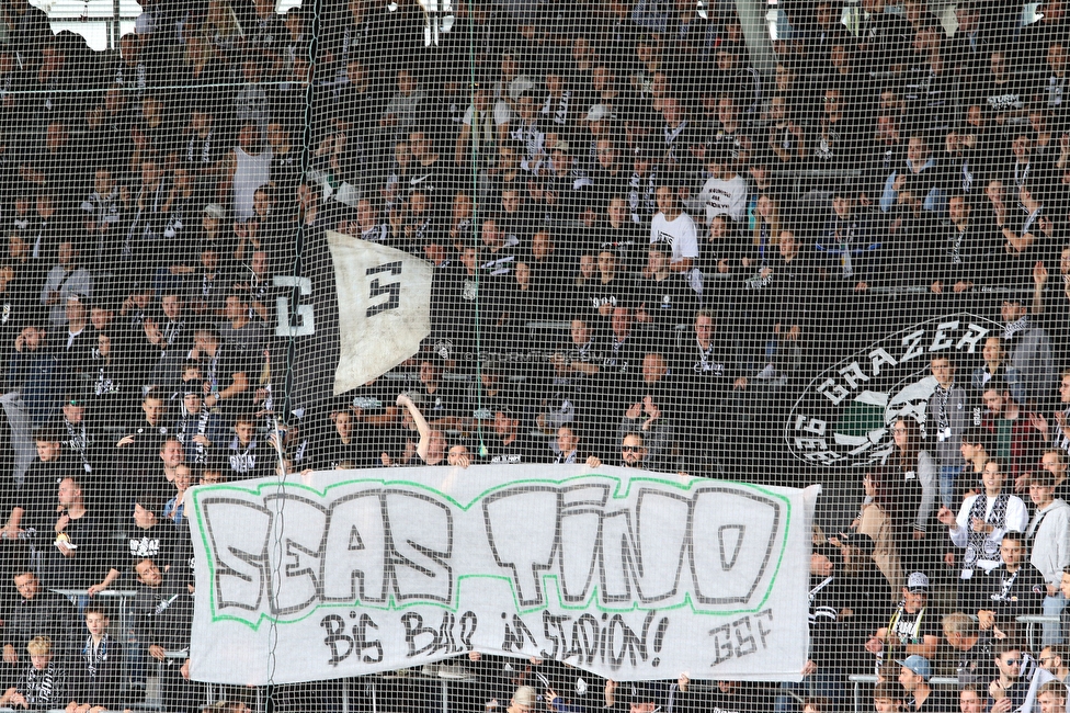 Sturm Graz - Austria Lustenau
Oesterreichische Fussball Bundesliga, 9. Runde, SK Sturm Graz - SC Austria Lustenau, Stadion Liebenau Graz, 18.09.2022. 

Foto zeigt Fans von Sturm mit einem Spruchband
Schlüsselwörter: baby sturmflut