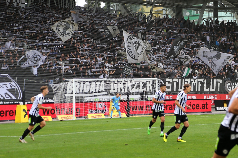 Sturm Graz - Austria Lustenau
Oesterreichische Fussball Bundesliga, 9. Runde, SK Sturm Graz - Austria Lustenau, Stadion Liebenau Graz, 18.09.2022. 

Foto zeigt Fans von Sturm
Schlüsselwörter: schals