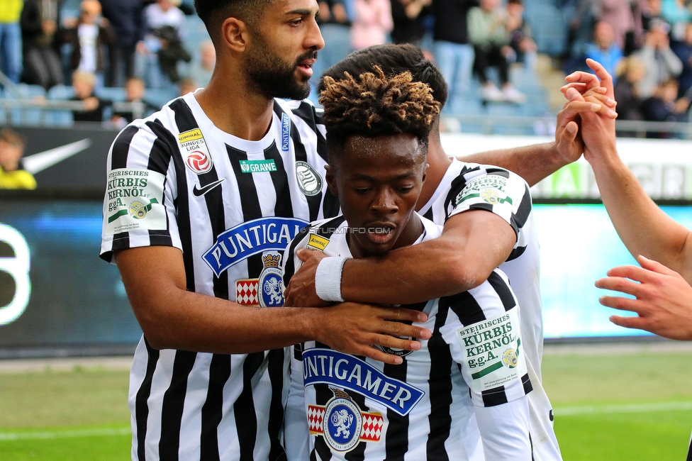 Sturm Graz - Austria Lustenau
Oesterreichische Fussball Bundesliga, 9. Runde, SK Sturm Graz - SC Austria Lustenau, Stadion Liebenau Graz, 18.09.2022. 

Foto zeigt Jon Gorenc-Stankovic (Sturm) und Mohammed Fuseini (Sturm)
