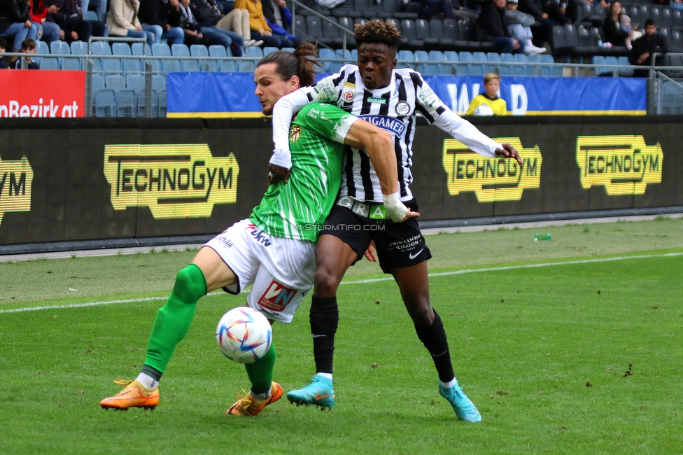 Sturm Graz - Austria Lustenau
Oesterreichische Fussball Bundesliga, 9. Runde, SK Sturm Graz - SC Austria Lustenau, Stadion Liebenau Graz, 18.09.2022. 

Foto zeigt Mohammed Fuseini (Sturm)
