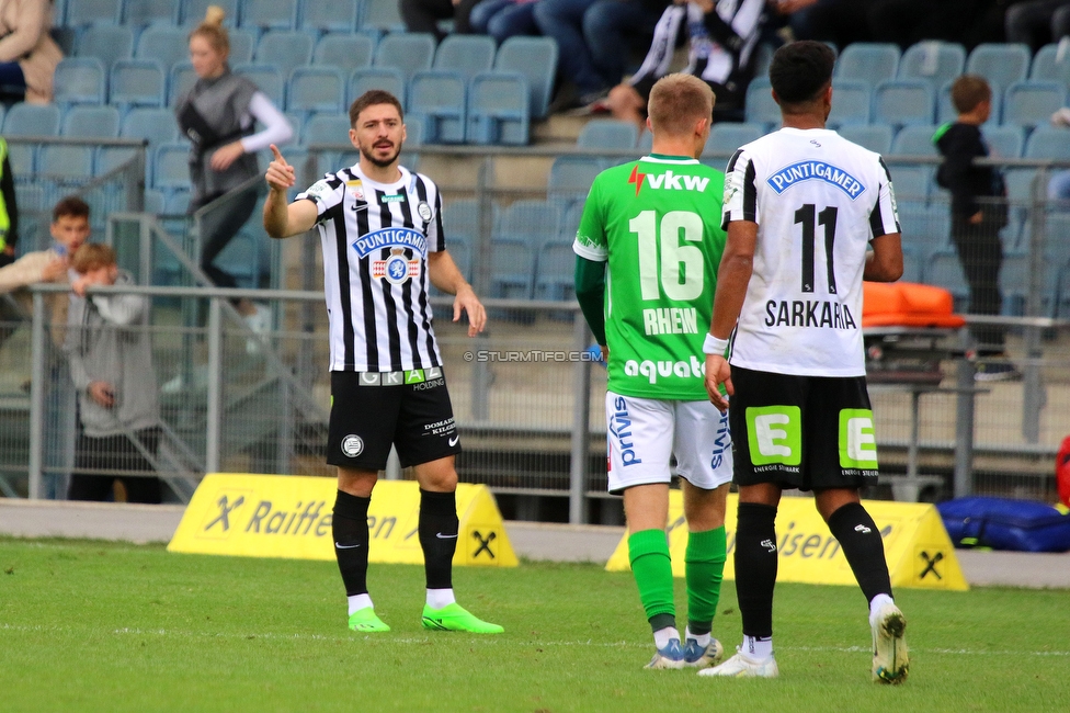 Sturm Graz - Austria Lustenau
Oesterreichische Fussball Bundesliga, 9. Runde, SK Sturm Graz - SC Austria Lustenau, Stadion Liebenau Graz, 18.09.2022. 

Foto zeigt Otar Kiteishvili (Sturm) und Manprit Sarkaria (Sturm)
