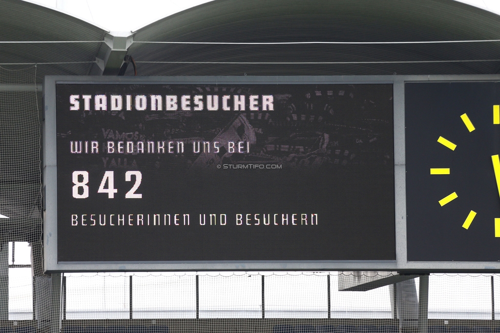 Sturm Damen - Austria Wien
OEFB Frauen Bundesliga, 4. Runde, SK Sturm Graz Damen - FK Austria Wien, Stadion Liebenau Graz, 25.09.2022. 

Foto zeigt die Stadiontafel
